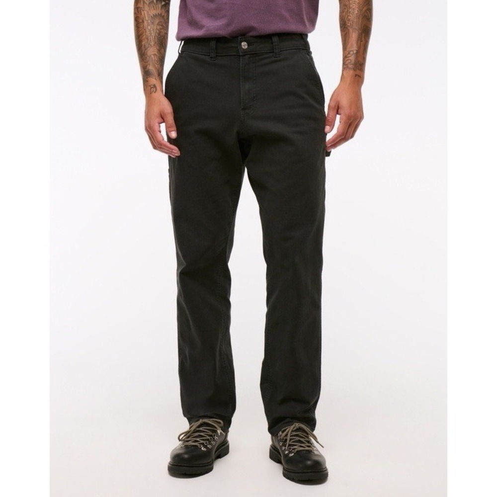Abercrombie & Fitch Men's ATHLETIC LOOSE Cargo Pants Size 34 Black Cotton Blend